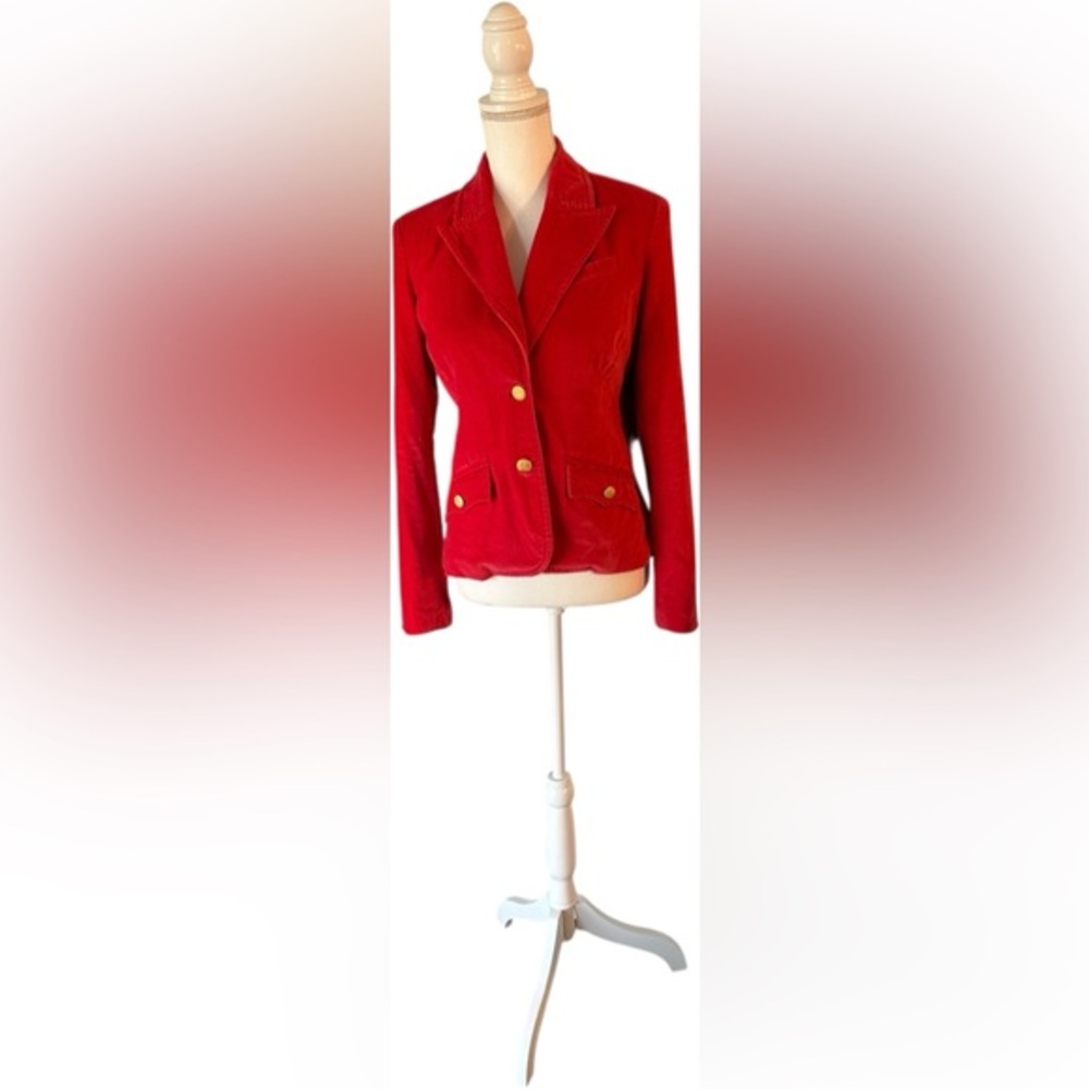 Handmade Velvet Blazer – Orange, Gold Buttons, Floral Lining, vintage charm.